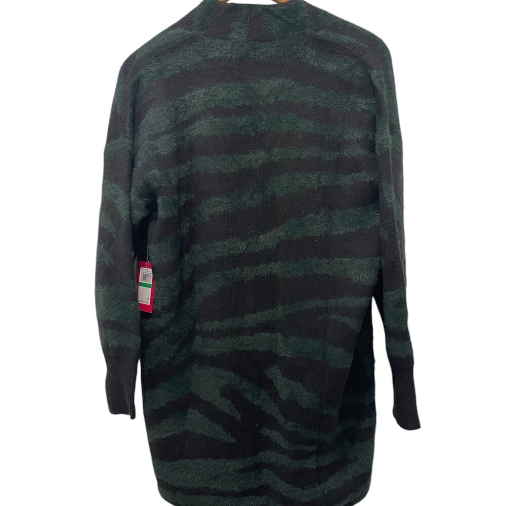 VINCE CAMUTO Zebra Pattern Eyelash Open Front Cardigan - Picture 2 of 5